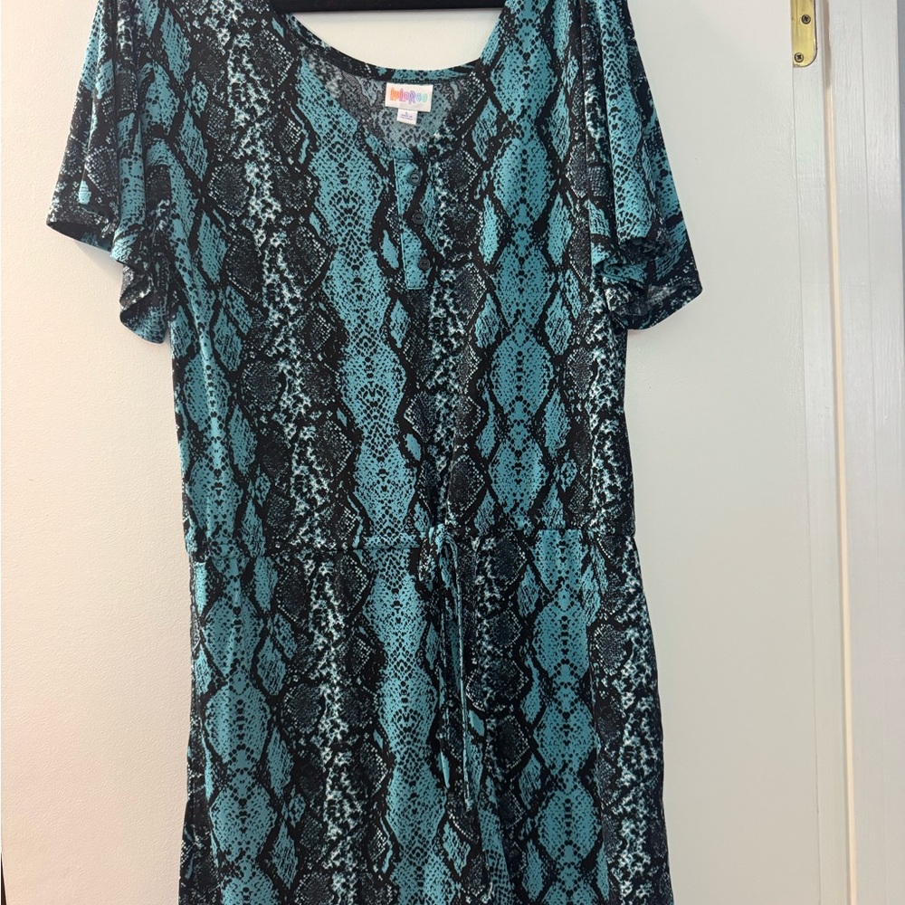 Blue and Black Snake Print Lularoe Xanthe Romper